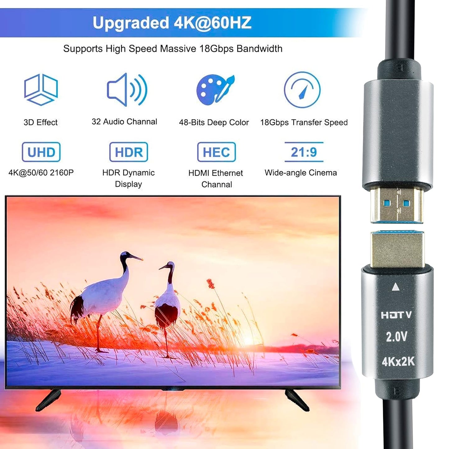Storite 15 Meter 4K HDMI 2.0V Cable with Ethernet, 4K@60Hz Ultra HD Resolution, 3D Supported, 18Gbps High Speed Transmission, Compatible with Laptop, Desktop, TV, Gaming Console, Projector