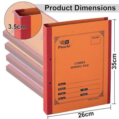 Storite 4 Pack Spring Files A4 Size Paper Folder Cobra File Document Organizer Certificates Holder- Color May Vary (35 x 26 x 3.5 cm)