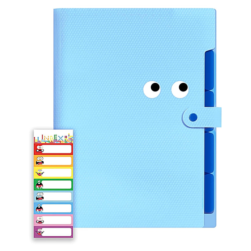 Storite 5 Pocket Expanding File Folder with Fun Sticky Labels, Letter