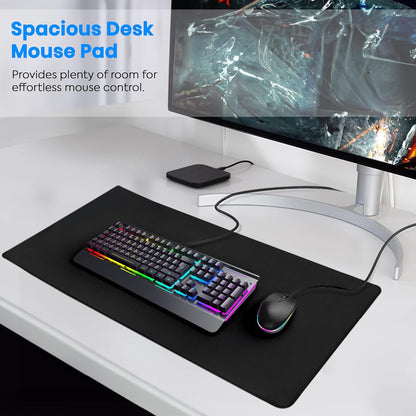 Storite 700x300x3mm Extended Gaming Mouse Pad - Non-Slip Rubber Base, Stitched Edges, Water-Resistant Surface - Black