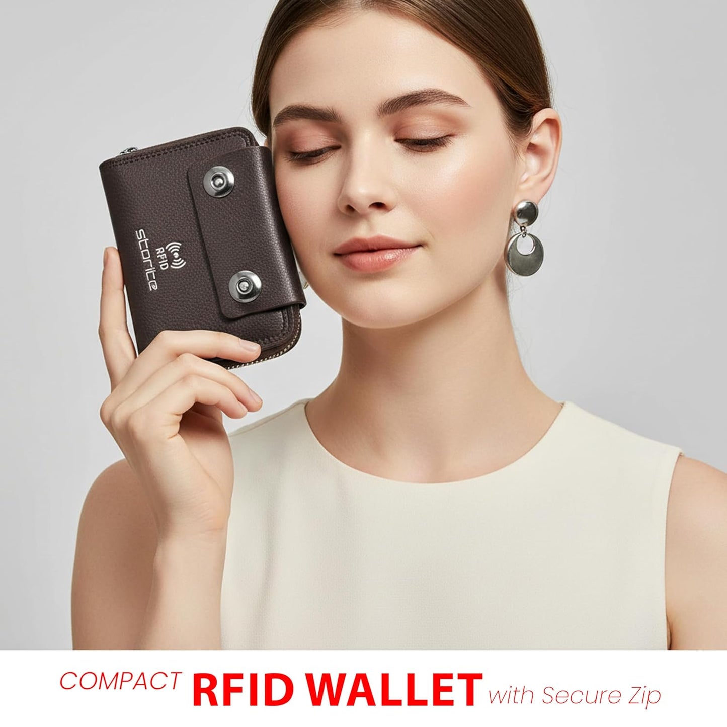 Storite 15 Slots RFID Blocking Card Holder Zipper Wallet | Leather Flip Flop Cover| Unisex Wallet (Brown)