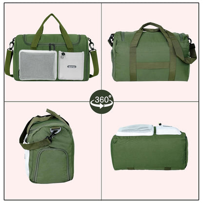 Storite 45cm Multipurpose Travel Duffle Bag for Women – Lightweight Nylon Weekender Overnight Bag with Mesh and Zipper Pockets, Shoe Compartment – Green (45 x 19 x 29 cm)