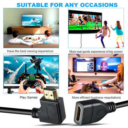 Storite 22cm High Speed Right Angle 90Degree HDMI Male to Female for Laptop/PC, LCD/LED TV