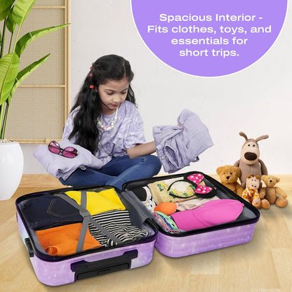 Storite 15 Inches Kids Trolley Bag Hard-Sided Polycarbonate Cute Unicorn Print Spinner Suitcase Cabin Luggage for Kids - Rainbow