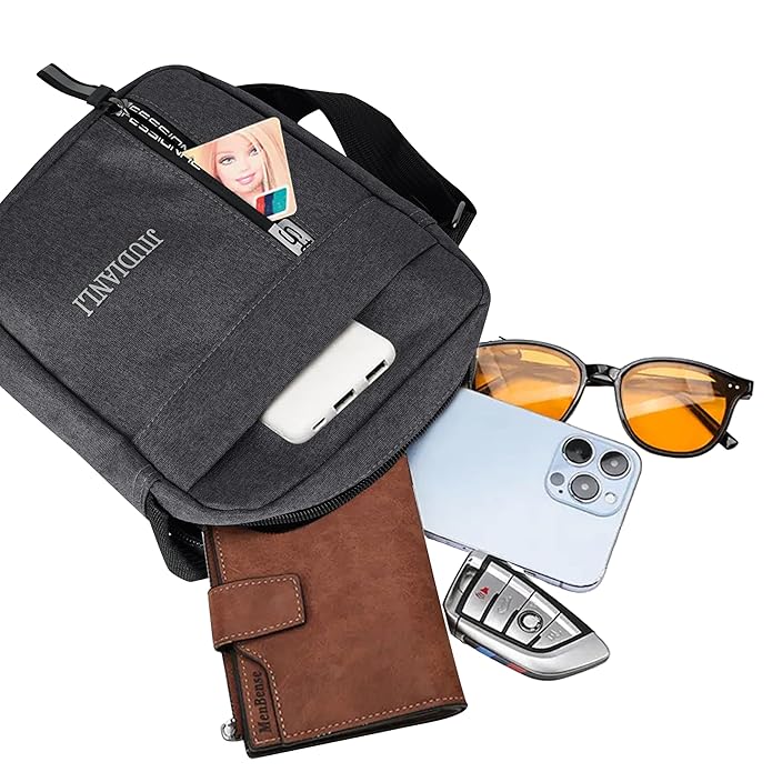 Storite Crossbody Shoulder Bag for Men & Women - Lightweight Travel Messenger Sling Bag with Adjustable Strap & Multiple Pocket For Office Daily Use & Outdoor (Grey - 20 x 5 x 16 Cm)