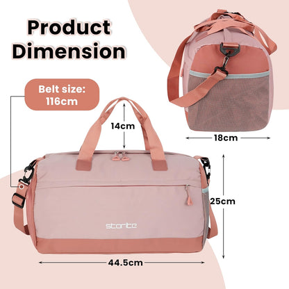 Storite Nylon 45 cm Travel Duffle Bag for Women with Luggage Trolley Sleeve Lightweight, Waterproof Luggage Bag with Shoe Compartment (Pink, 45 x 18 x 25 cm)