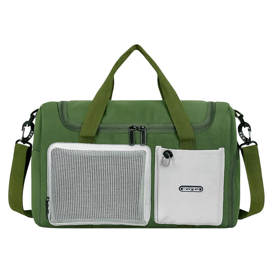 Storite 45cm Multipurpose Travel Duffle Bag for Women – Lightweight Nylon Weekender Overnight Bag with Mesh and Zipper Pockets, Shoe Compartment – Green (45 x 19 x 29 cm)