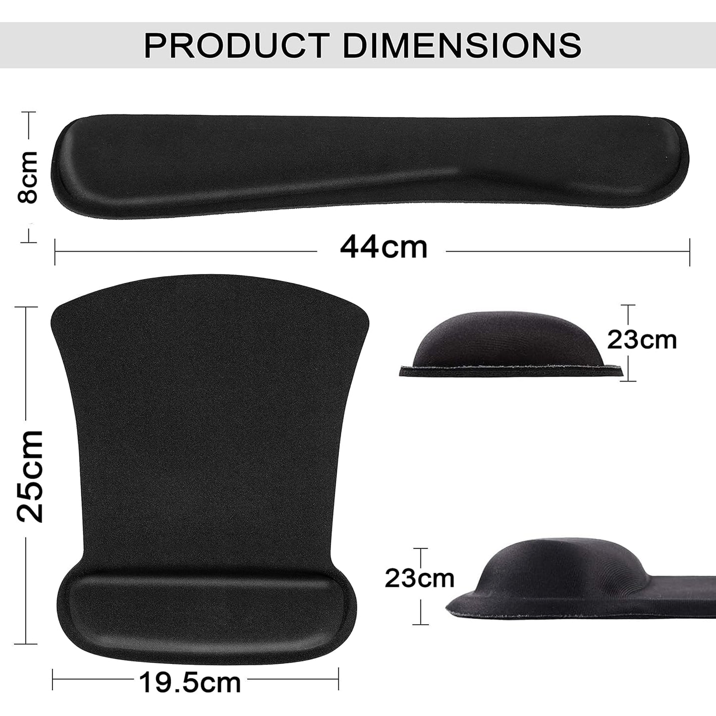 Storite 2in1 Mouse Pad with Wrist Support and Keyboard Wrist Rest Support with Non Slip Rubber Base Set for Computer Laptop Mac, Easy Typing & Pain Relief (Black)