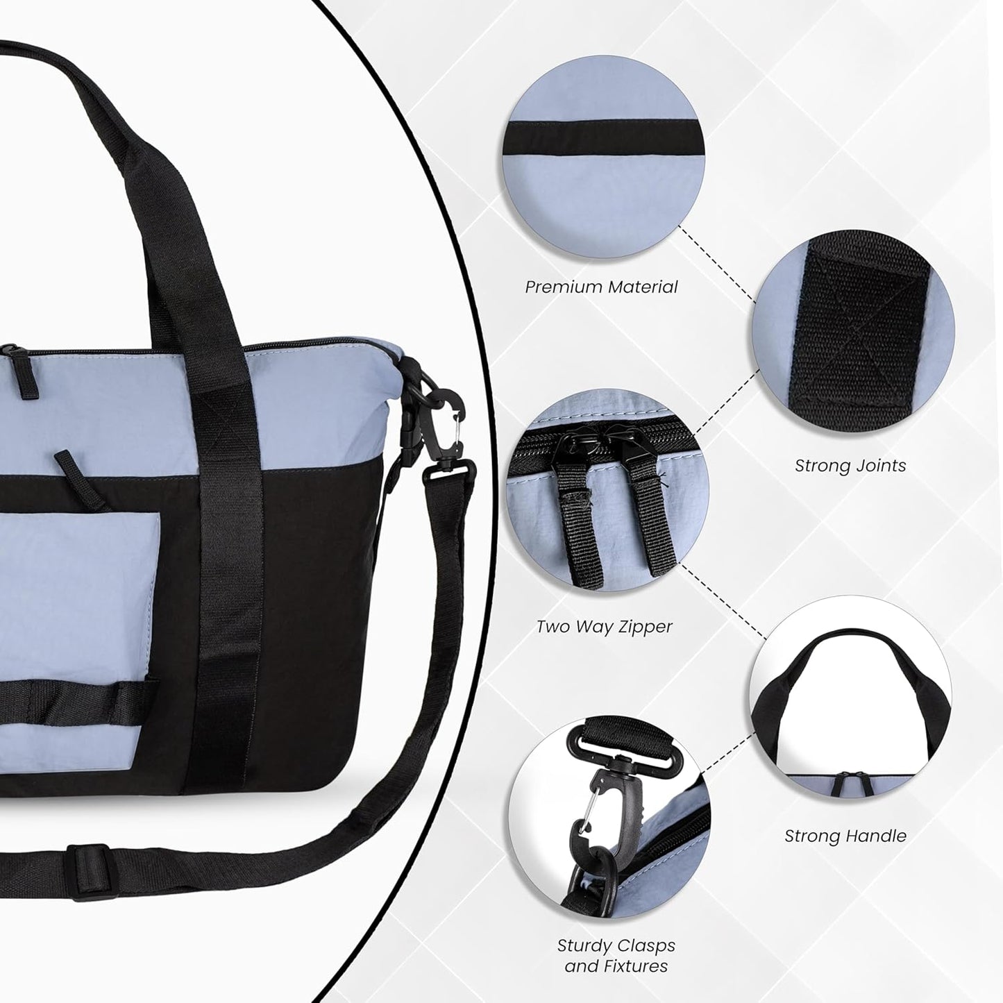 Storite 46 Cm Nylon Luggage Travel Duffle Bag for Women, Sports Shoulder Bag for Women with Wet Pocket Weekender Overnight Luggage Bag,Trendy and Stylish (46x17x29 Cm)