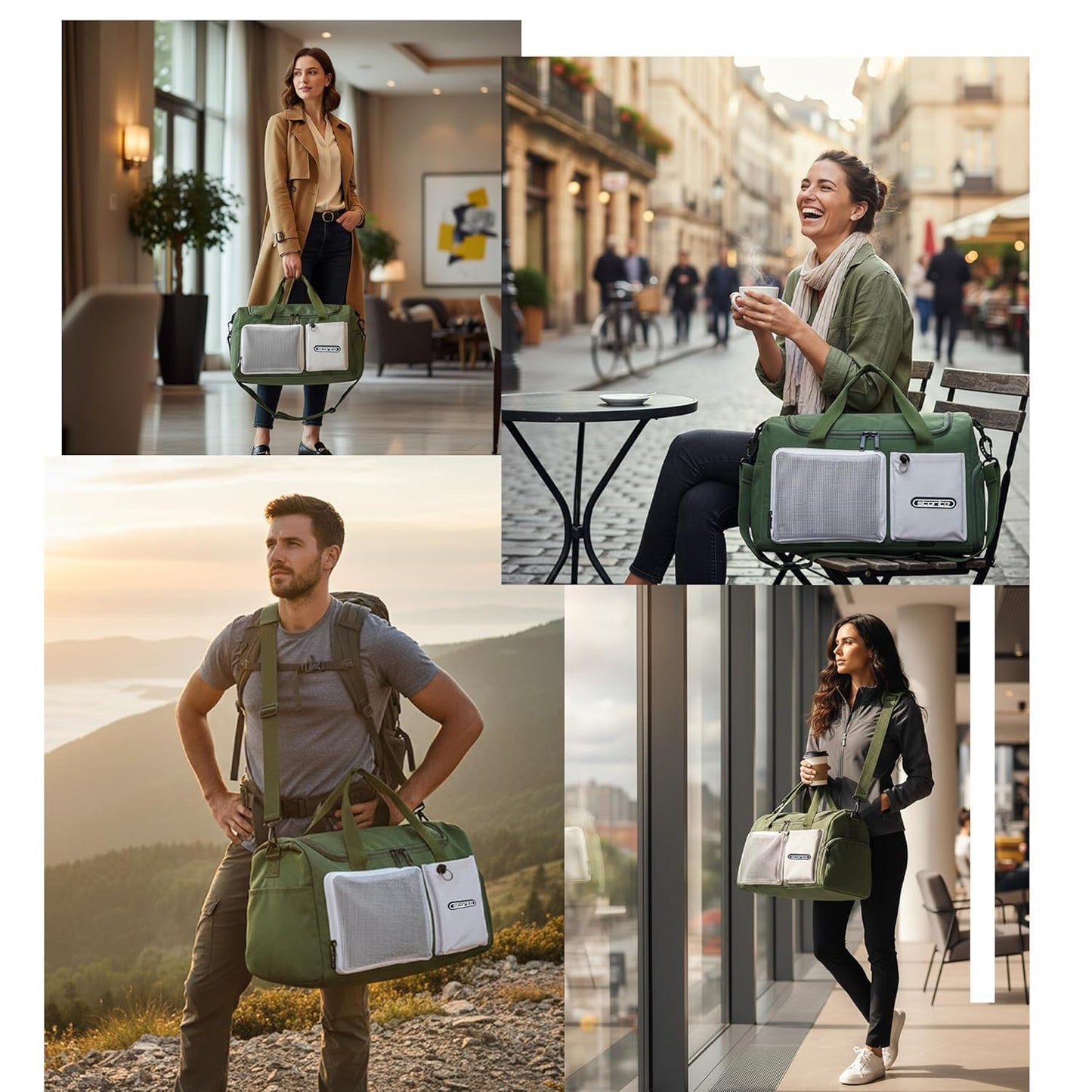 Storite 45cm Multipurpose Travel Duffle Bag for Women – Lightweight Nylon Weekender Overnight Bag with Mesh and Zipper Pockets, Shoe Compartment – Green (45 x 19 x 29 cm)
