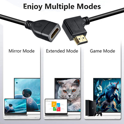 Storite 22cm High Speed Right Angle 90Degree HDMI Male to Female for Laptop/PC, LCD/LED TV