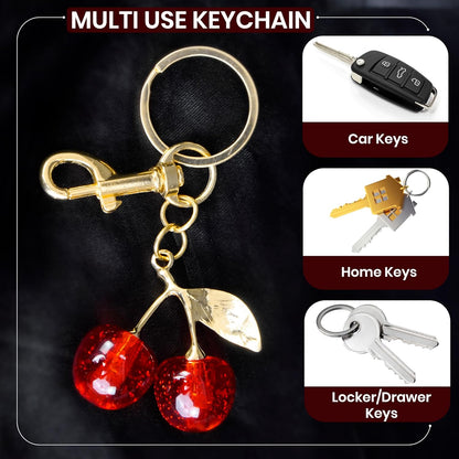 Storite Elegant Cherry Bag Charm Cute Acrylic Handbag Pendant & Purse Keychain Accessory for Women & Girls