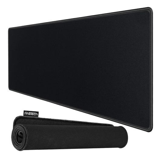 Storite Extra Large Size (800mm x 250mm x 2mm) Speed Type Extended Gaming Mouse Pad with Stitched Embroidery Edge, Non-Slip Rubber Base Mousepad for Laptop/Computer- Black with Black Border