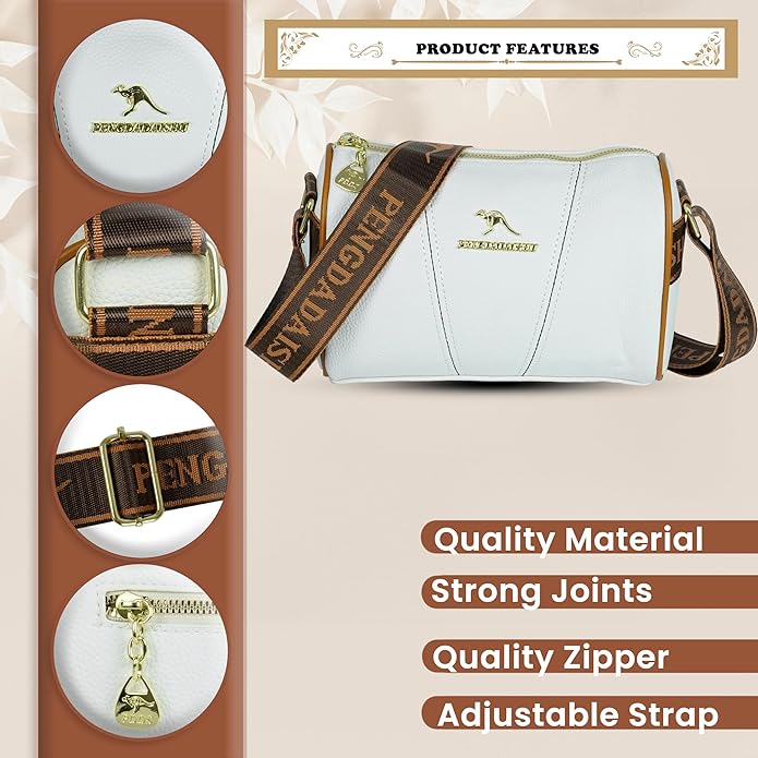 Storite Small Leathe Crossbody Tote Handbag for Women – Stylish, Spacious & Versatile with Adjustable Strap and Zip Closure, Perfect for Work & Travel - White