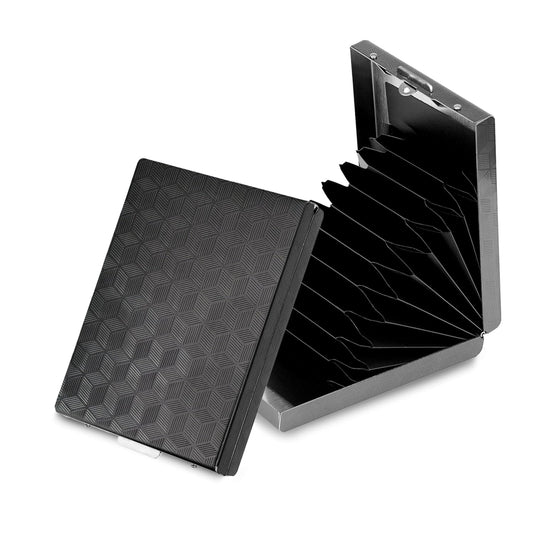 Storite 10 Slot RFID Blocking Metal Card Holder Vertical Credit/Debit Card Case Wallet for Men & Women (Black-9.5 x 6.5 x 2 Cm)