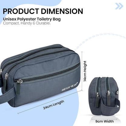 Storite Polyester Multi-Pocket Toiletry Bag for Men & Women, Travel Pouch for Toiletries Shaving Kit & Cosmetics, Water Resistance Pouch, Organizer Travel Pouch for Make Up (1Pk-Blue)