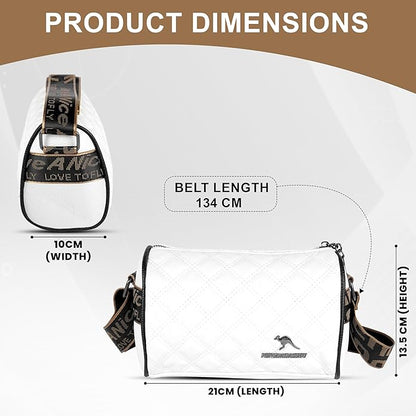 Storite Small PU Leather Women Tote Bag, Stone Pattern fashionable & Party Sling Bag, Shoulder Crossbody Bag with Adjustable Strap-White