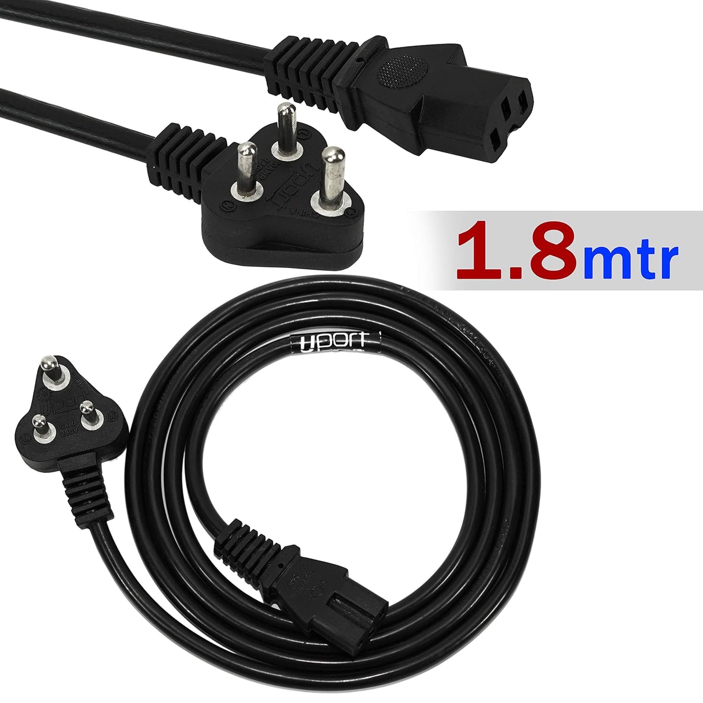 Storite UPort 1 Pack 1.8 Meter Power Cable for PC 3 Pin PC Power Cable 18AWG IEC Mains Kettle Lead Replacement for Desktop/Monitor/Printer - Black