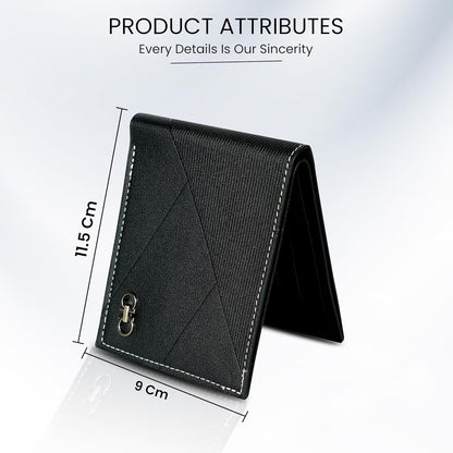 Storite Leather Wallet for Men - Lightweight Wallet with SIM Card Slot & ID Window for Office Travel & Daily Use (Black - 11.5 x 9 Cm)