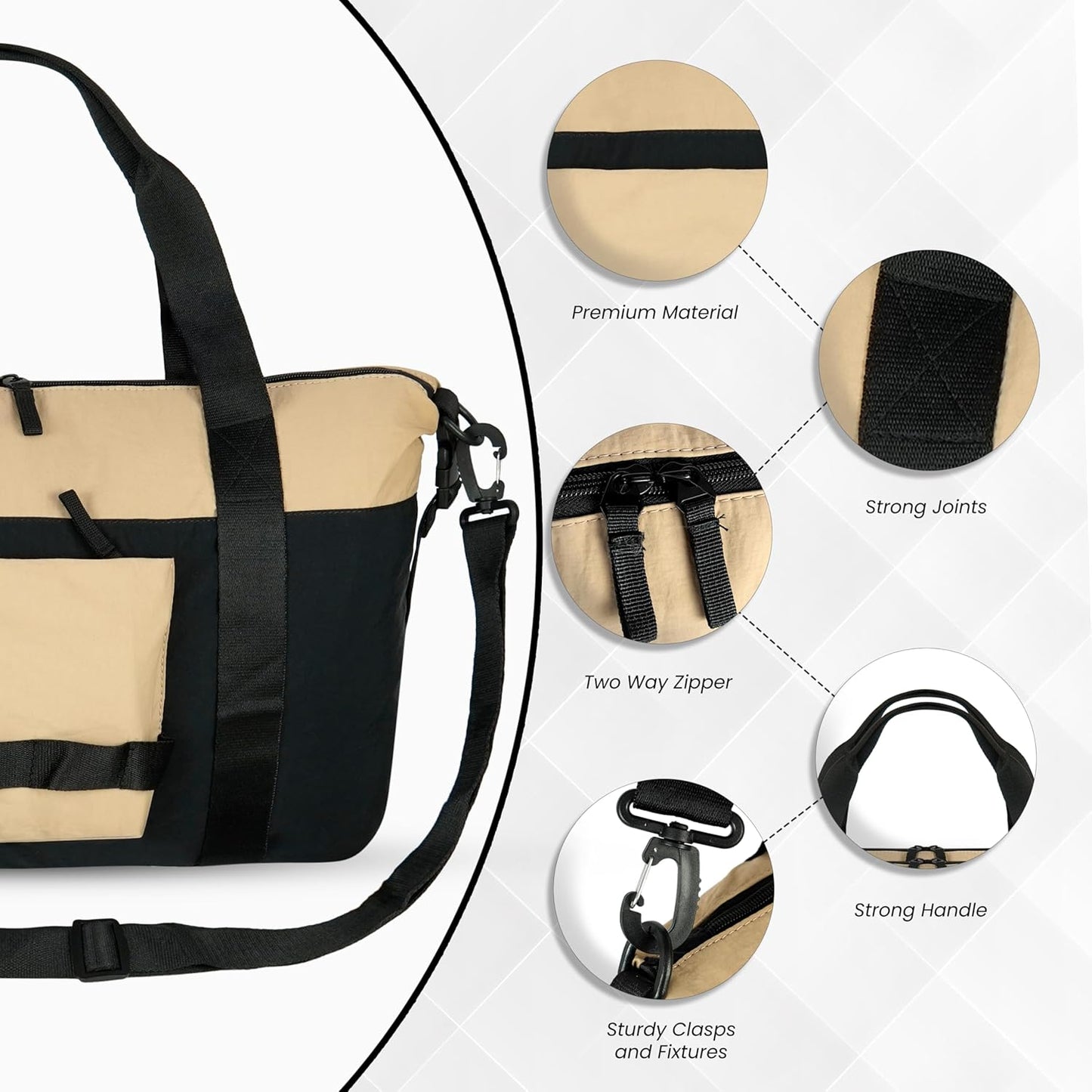 Storite 46 Cm Nylon Luggage Travel Duffle Bag for Women, Sports Shoulder Bag for Women with Wet Pocket Weekender Overnight Luggage Bag,Trendy and Stylish (46x17x29 Cm)