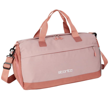 Storite Nylon 45 cm Travel Duffle Bag for Women with Luggage Trolley Sleeve Lightweight, Waterproof Luggage Bag with Shoe Compartment (Pink, 45 x 18 x 25 cm)