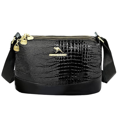 Storite Small PU Leather Women Tote Bag, Glossy Texture Fashionable & Party Sling Bag, Pillow Shoulder Crossbody Bag with Adjustable Strap-Black