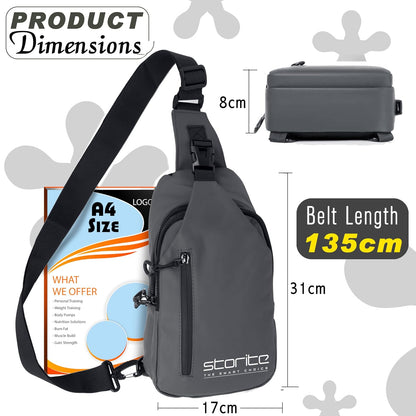 Storite Stylish Crossbody Sling Bag for Men and Women, Anti-Theft Chest Bag with USB Charging Port, Messenger Bags, Casual Shoulder Bag - Grey