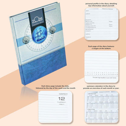 Storite Executive Planner Organizer Hard Bound Notebook Diary 2026 with Sunday Half Page (4 Pack- Big, Grey Blue)