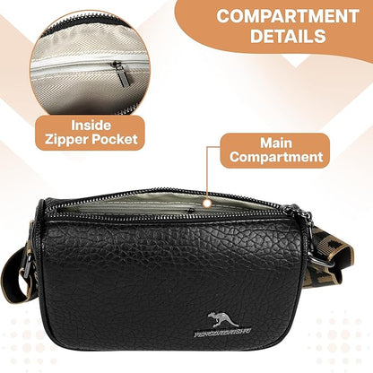Storite PU Leather Square Women Tote Bag, Stone Pattern fashionable & Party Sling Bag, Shoulder Crossbody Bag with Broad Strap - Black