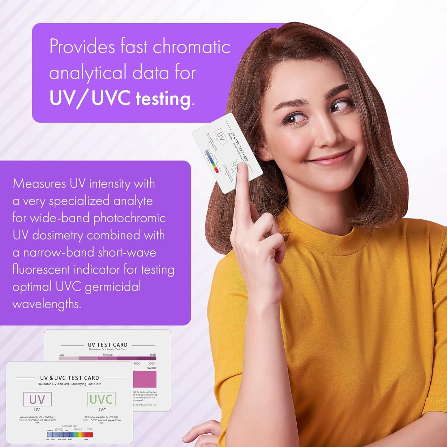 Storite UV & UVC Test Card & UV Intensity Test Card | 3-in-1 UV Test Card | UVA & UVC Light Identifying Card | UV Bulb & LED Intensity Reading Card | UV Dosage Indicator Card | UVB Tester