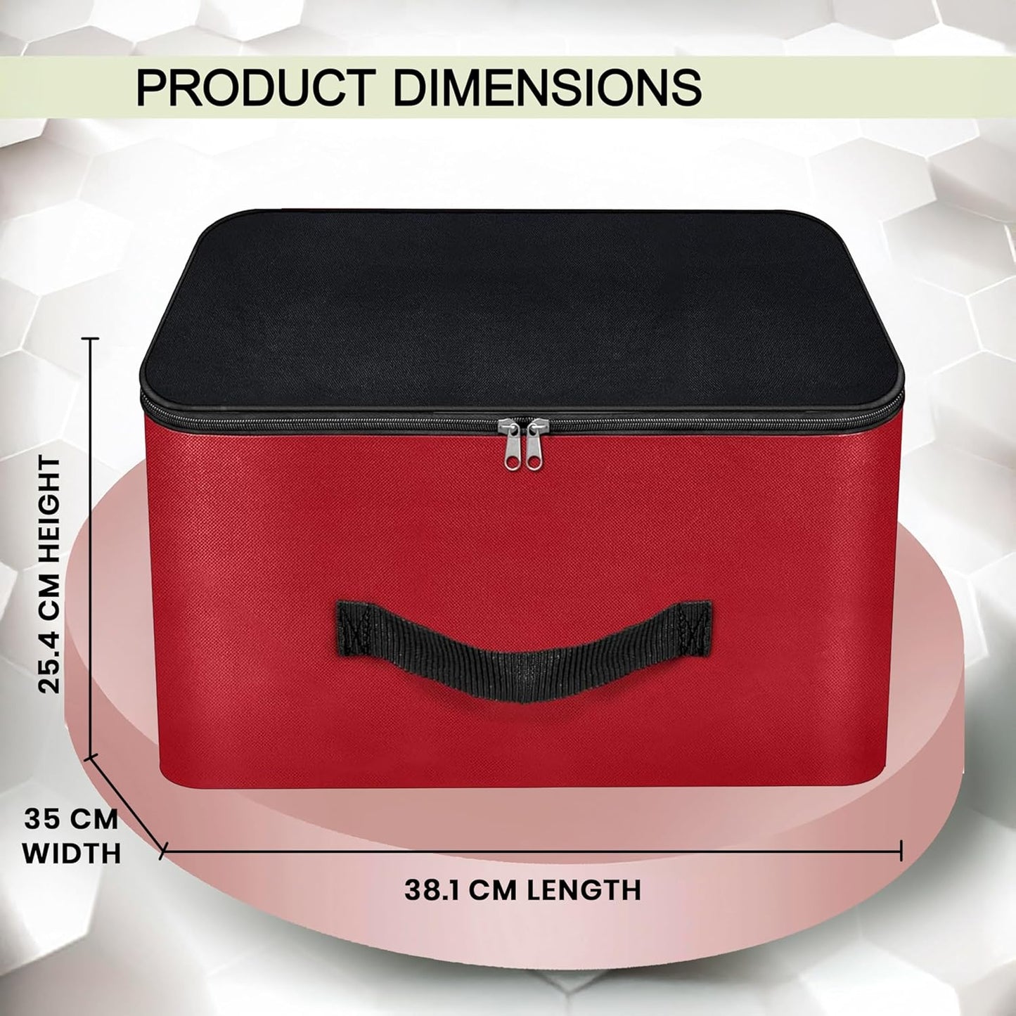 Storite 2 Pack Nylon Underbed Moisture Proof Wardrobe Organizer Storage Bag for Clothes With Zipper Closure and Handle Square - (Red & Black, 38.1x25.4x35 cm)