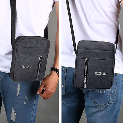 Storite Crossbody Shoulder Bag for Men & Women - Lightweight Travel Messenger Sling Bag with Adjustable Strap & Multiple Pocket For Office Daily Use & Outdoor (Grey - 20 x 5 x 16 Cm)