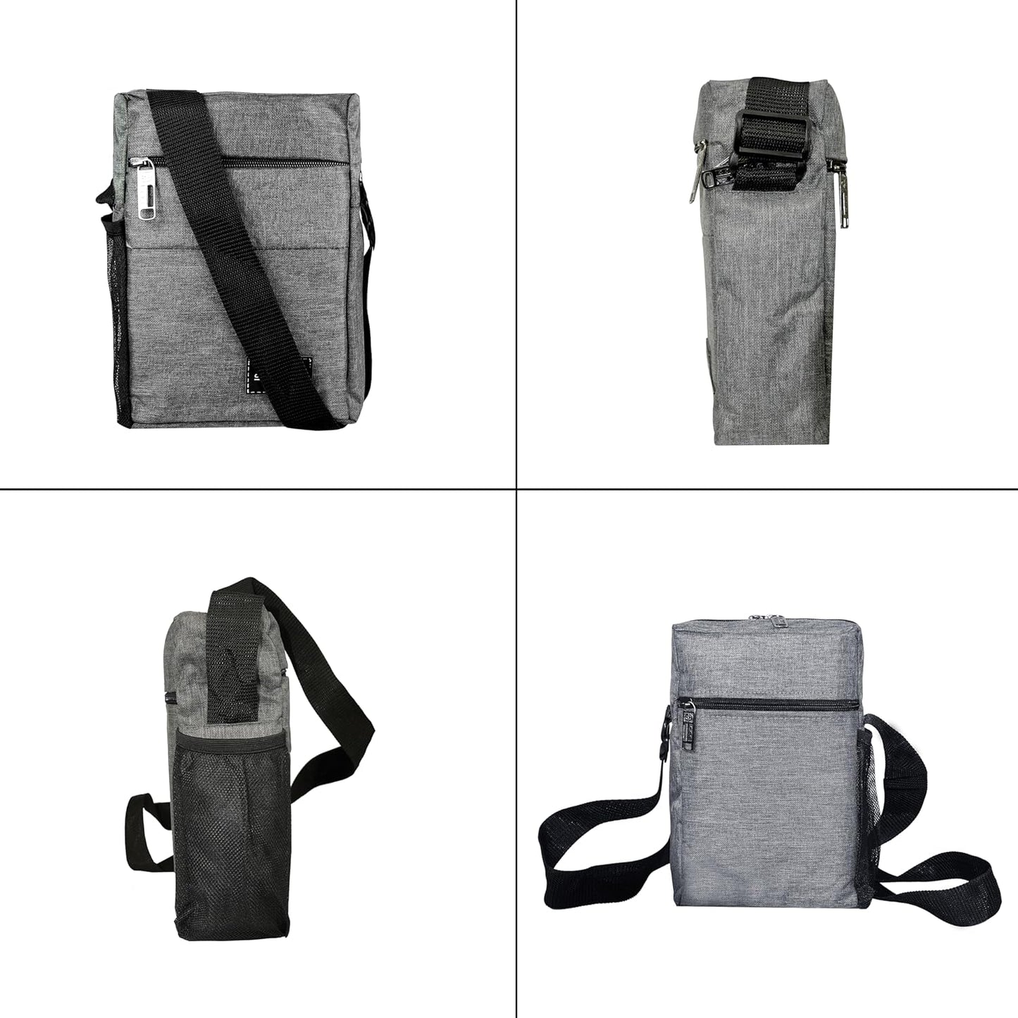 Storite Stylish Padded Small Nylon Sling Cross Body Travel Office Business Messenger One Side Shoulder Bag for Men Women - Grey (25 x 16 x 8 Cm)