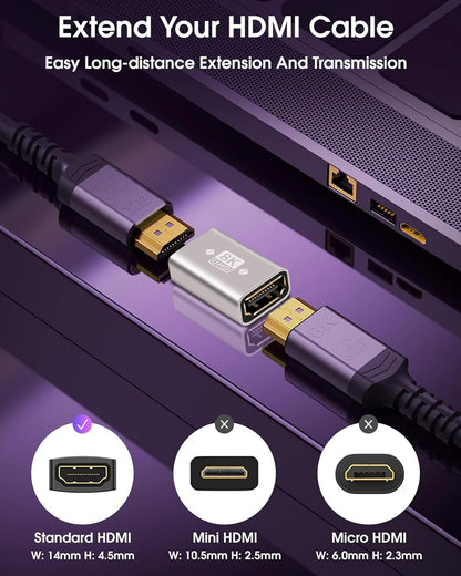 Storite 8K HDMI Coupler - Female to Female Adapter, 3D 8K@60Hz 4K@144Hz HDMI 2.1 Connector, HDMI Extender, Compatible with HDTV, Laptop, Monitor, Projector, Gaming Console