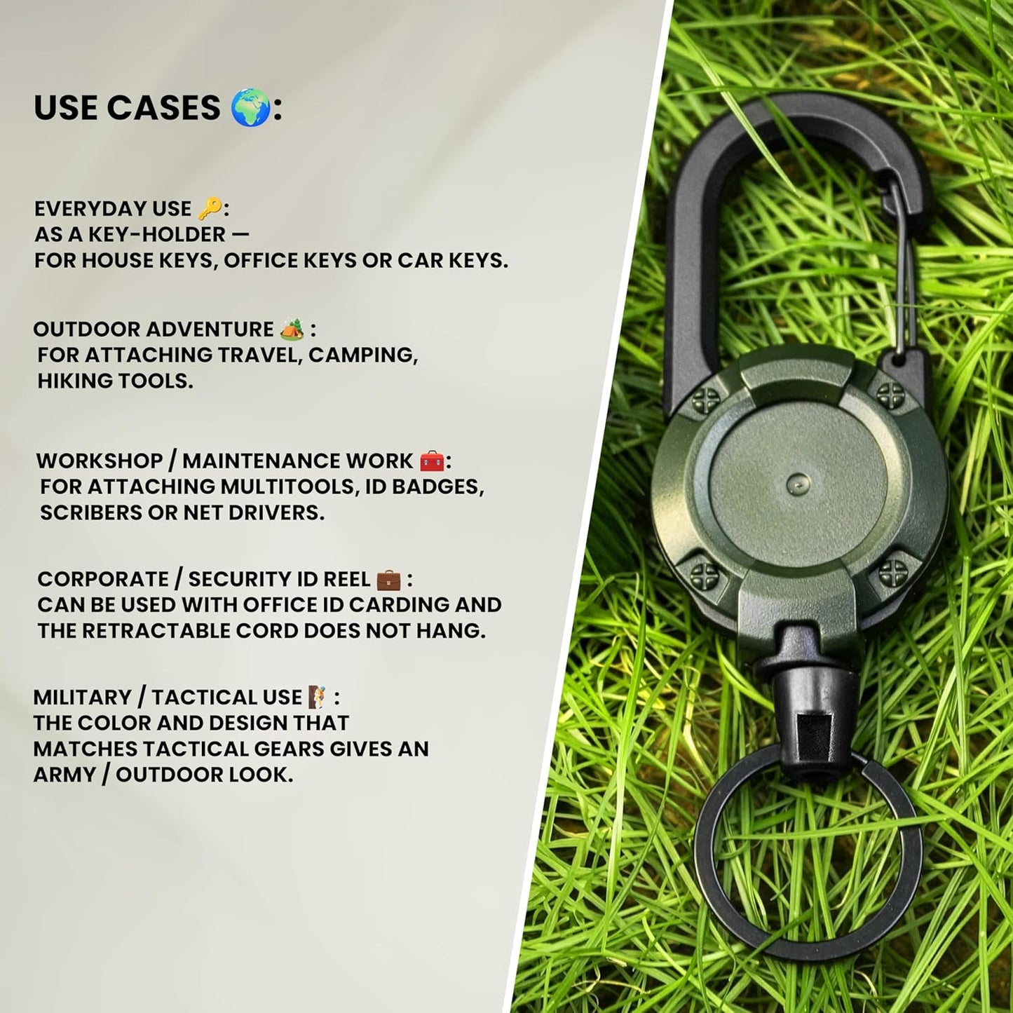 Storite Retractable Keychain ID Badge Holder Keyring | Secure Carabiner Clip for Backpacking, Fishing, Outdoor Use | Durable ABS, Lightweight & Reusable | Ideal for Everyday Travel