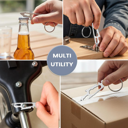 Storite Stainless Steel Multi Tool Keychain – 6-in-1 Compact EDC Tool with Bottle Opener, Screwdriver, Wrench, Cutter and Keyring for Travel, Camping, Outdoor and Everyday Use