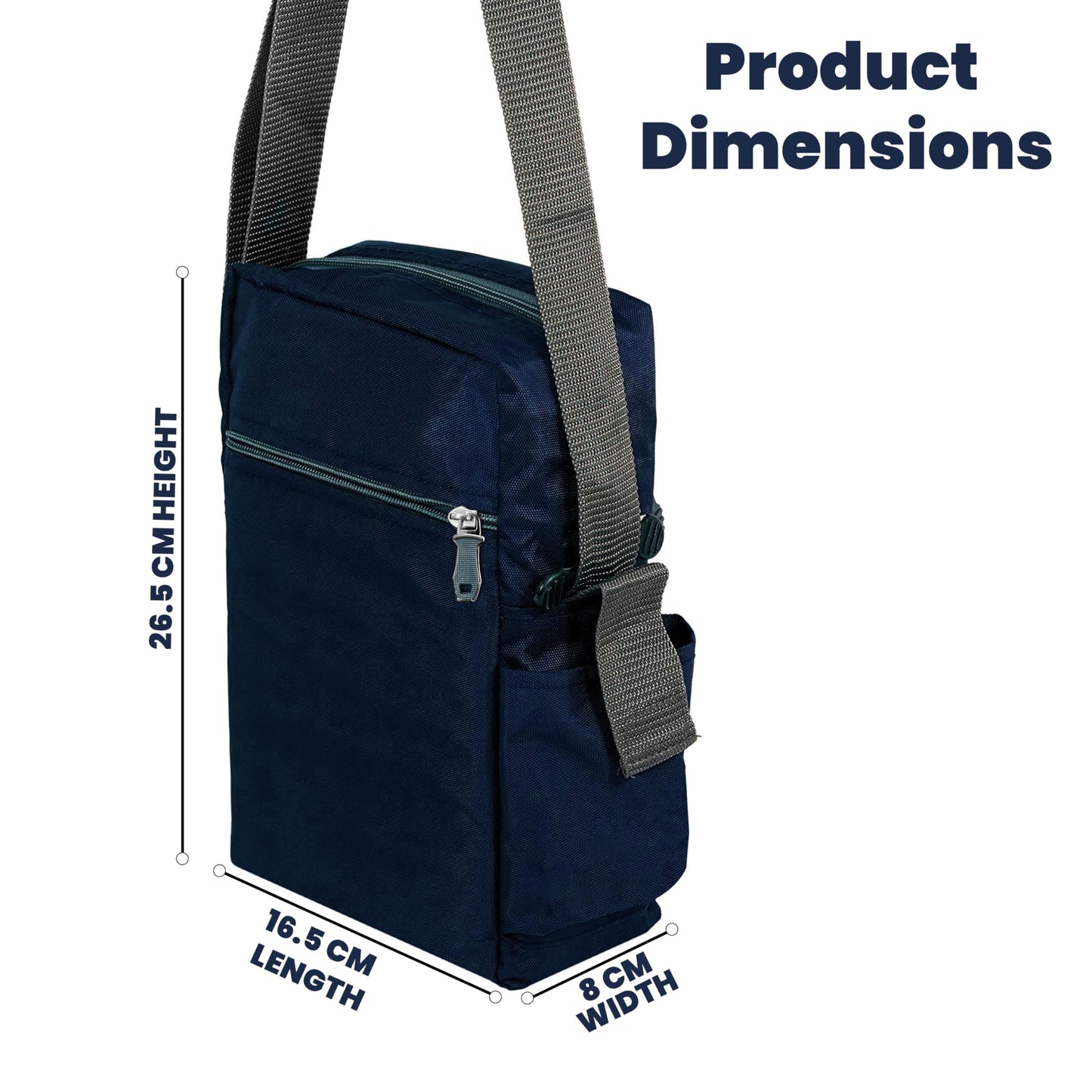 Storite 10 Inch Stylish Padded Mini Sling Bag for Men and Women, Small Passport Travel Bag and Small Sling Bag With Water Bottle Pocket (25 x 16 x 7.5cm, Navy Blue)
