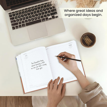 Storite Executive Planner Organizer Hard Bound Notebook Diary 2025 with Sunday Half Page (4 Pack- Big, GreyRed)