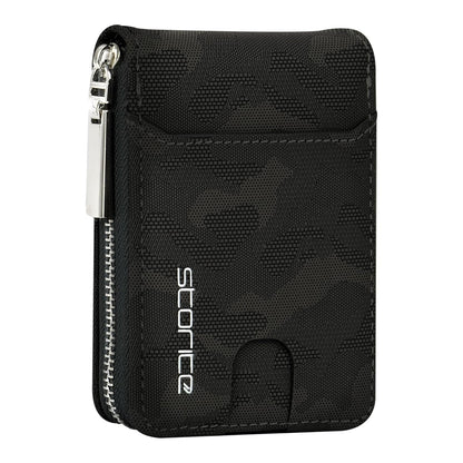 Storite PU Leather 9 Slot Vertical Credit Debit Card Holder Money Wallet Zipper Coin Purse for Men Women - (11.5 Cm X 8 Cm X 2Cm -Black)