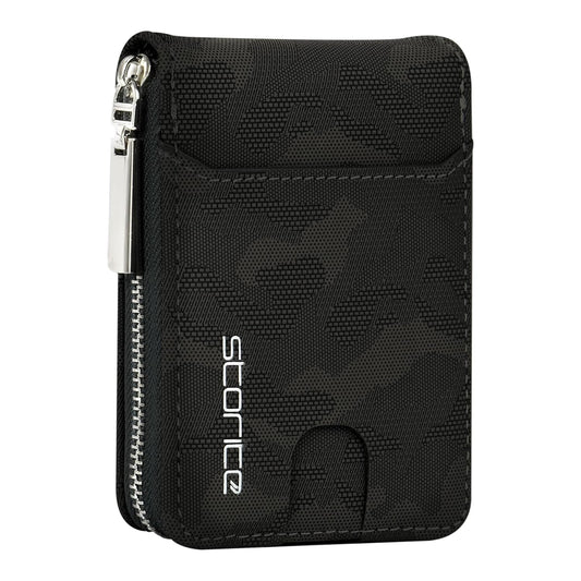 Storite PU Leather 9 Slot Vertical Credit Debit Card Holder Money Wallet Zipper Coin Purse for Men Women - (11.5 Cm X 8 Cm X 2Cm -Black)