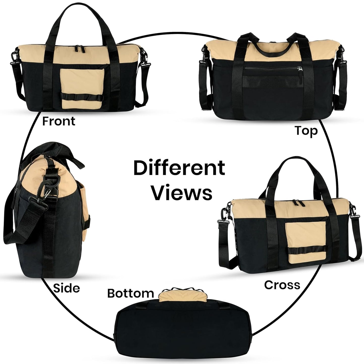 Storite 46 Cm Nylon Luggage Travel Duffle Bag for Women, Sports Shoulder Bag for Women with Wet Pocket Weekender Overnight Luggage Bag,Trendy and Stylish (46x17x29 Cm)