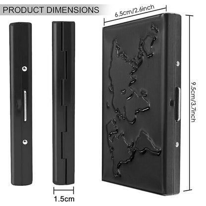 Storite 8 Slot Metal RFID Credit Or Debit Card Holder Wallet for Men Women- (Black World Map-9.5cm x 6.5cm x 1.5 Cm)
