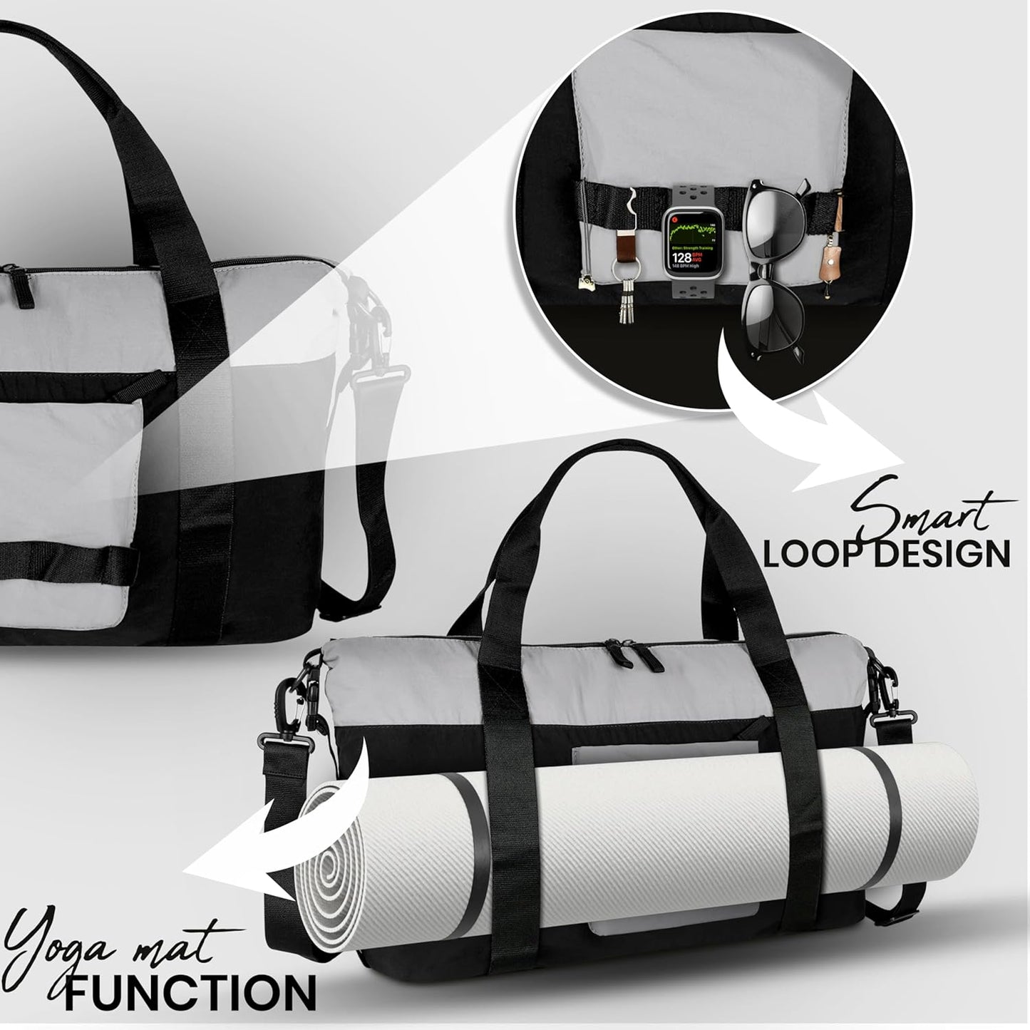 Storite 46 Cm Nylon Luggage Travel Duffle Bag for Women, Sports Shoulder Bag for Women with Wet Pocket Weekender Overnight Luggage Bag,Trendy and Stylish (46x17x29 Cm)
