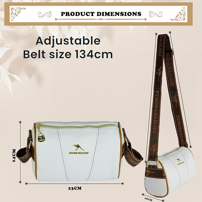 Storite Small Leathe Crossbody Tote Handbag for Women – Stylish, Spacious & Versatile with Adjustable Strap and Zip Closure, Perfect for Work & Travel - White