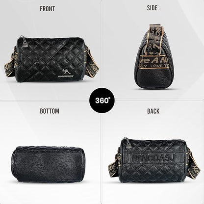 Storite Small PU Leather Women Tote Bag, Stone Pattern fashionable & Party Sling Bag, Shoulder Crossbody Bag with Adjustable Strap-Black