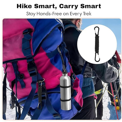 Storite Paracord Carabiner Keychain – Heavy Duty Dual Clip EDC Key Holder for Travel, Camping, Hiking, Outdoor and Everyday Use (Black)