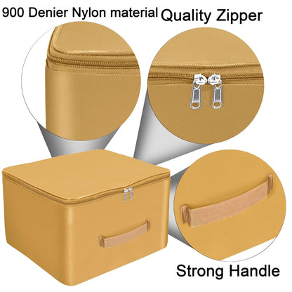 Storite 5 Pack Nylon Wardrobe Bag Underbed Moisture Proof Cloth Storage Organizer, Storage box for Clothes Saree Bags with Zippered Closure & Handle (Mustard, 38x35.5x24 cm) Square Visit the Storite Store
