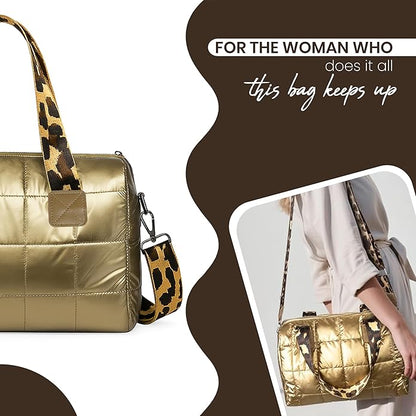 Storite Crossbody Bag, Puffy Purses Top Handle Handbags, Puffer Shoulder Bag for Women - Gold