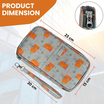 Storite Nylon Geometric Design Travel Passport Holder Wallet Passport Cover Travel Accessories Passport Holder Organizer for Men Women(Orange/Grey - 13 x 3 x 23 cm)