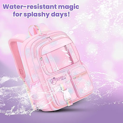 Storite School Backpacks for Girls Stylish Bags for Girls Kids 7-12 Years Old Cartoon Water Resistant Backpack Durable Burden Relief School Bag Birthday